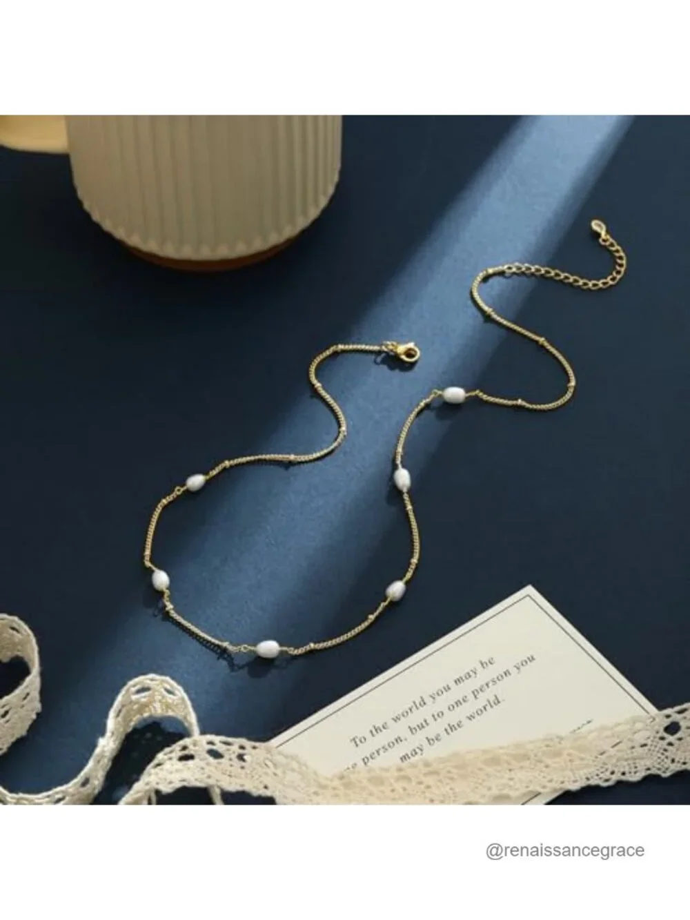 14K Gold Plated Freshwater Pearl Choker Necklace for Women